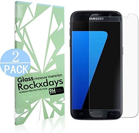 [2 Pack] Samsung Galaxy S7 Screen Protector, Rockxdays Galaxy S7 Tempered Glass [Bubble-Free][Anti-Scratch][9H Hardness][HD Clear] Film Screen Protector for Galaxy S7