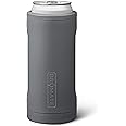 BrüMate Hopsulator Slim Can Cooler Insulated for 12oz Slim Cans | Skinny Can Insulated Stainless Steel Drink Holder for Hard Seltzer, Beer, Soda, and Energy Drinks (Matte Gray)