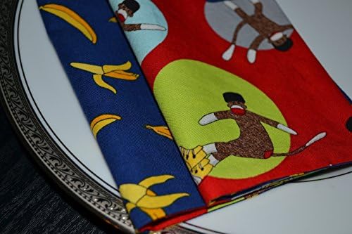 Bananas and Sock Monkeys Reversible Cloth Napkins/Set of 4