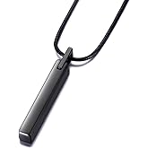 MOO&LEE Men's Tungsten Steel Bar Pendant Necklace with 22 Inches Stainless Steel Snake Chain