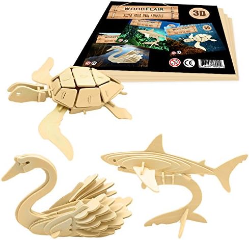 WoodFlair 3D Wooden Puzzle, Set of 3, Aquatic