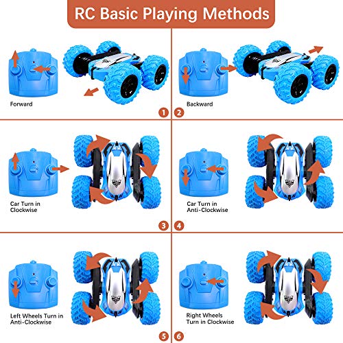 RC Cars Stunt Car Toys for Kids, 4WD Off Road Vehicle Double Sided Rotation Thumbling 360°Spin Flips - 2.4GHz Remote Control High Speed Rock Crawler Vehicle with Headlights for Boys Birthday Gifts - Thumbnail 5