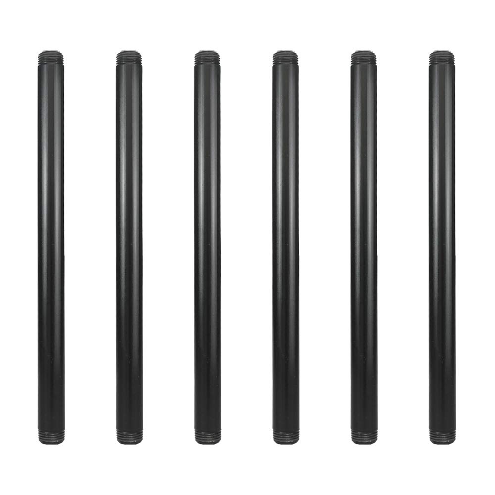 Photo 1 of GeilSpace 6 Pack 1/2" × 12" Pre-Cut Black Metal Pipe, Industrial Steel Fits Standard Half Inch Black Threaded Pipes and Fittings - Vintage DIY Industrial Shelving (1/2" × 12")