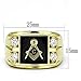 Stainless Steel Gold-Tone Round Shape Cubic Zirconia FreeMason Men Ring Size 10 SPJ