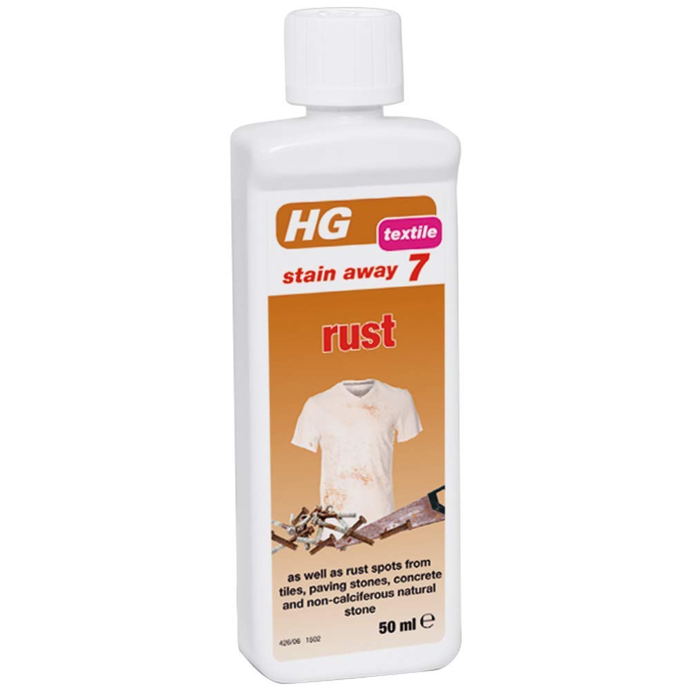 HG Stain Away 7, Removes Rust Stains from Clothing & Textiles, Concentrated Rusty Mark Remover for Surfaces & Tiles, Fabric & Natural Stone Safe – 50m (426005106)