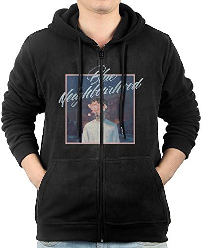ADKKSI Casual Mens Blue Neighbourhood Troye Sivan Full-Zip Sweatshirt Hoodie Jacket X-Large