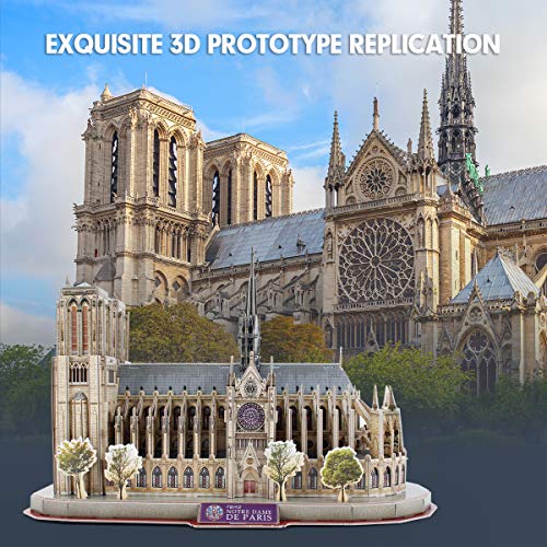 CubicFun National Geographic 3D Puzzle for Adults Kids Notre Dame de Paris Model Kits France Architecture Gothic Cathedral Model Building Puzzles with Booklet, Gifts for Woman Men, 128 Pieces