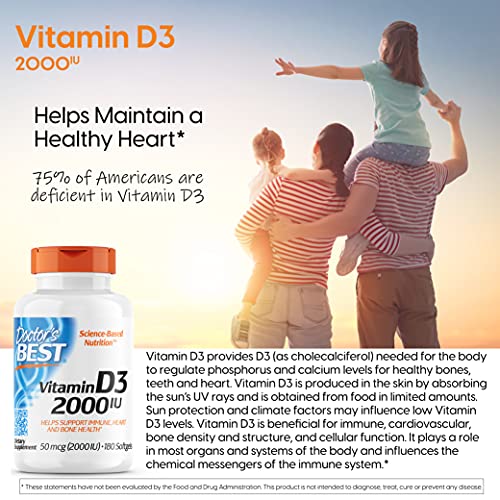 Doctor's Best Vitamin D3 2 000 IU Healthy Bones Teeth Heart Immune