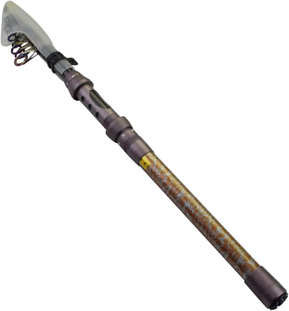 GLUREE Portable Super Hard Carbon Fiber Spinning Telescopic Fishing Rod Lure Fishing Pole for Travel Surf Saltwater Freshwater