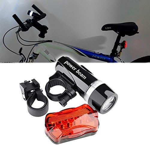 New Insten 5 LED Lamp Bike Bicycle Front Head Light + Rear Safety Flashlight