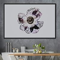 Framed Canvas Wall Art White Flower Snapshot Closeup Floral Multicolor Pastel Photography Relax/Calm Romantics Single - 16x24 inches