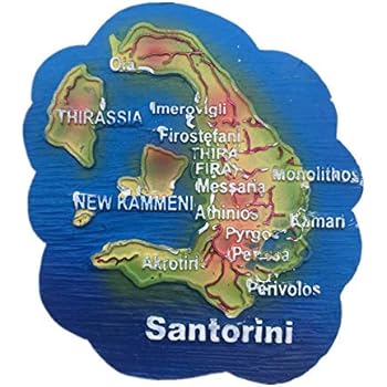 Fridge Magnet Map Santorini Greece 3D Resin Handmade Craft Tourist Travel City Souvenir Collection Letter Refrigerator Sticker