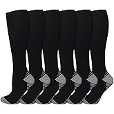 Towintec Compression Socks for Women and Men - 15-25 mmhg 3Pairs Circulation Knee High Sock for Running Sport Medical Nursing