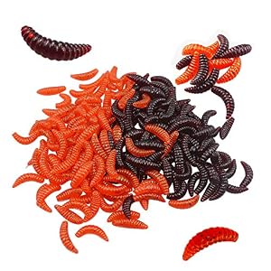 Senven Ver Artificiel, Silicone Doux Biomimetic Leurres Ver Leurres De Pêche Simulation Vers Rouges En Plastique Vert Environnement Fort Tentation Appât Faux Redworm – 200pcs