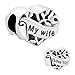 CharmSStory Sterling Silver I Love You My Wife Heart Beads Charm For Bracelets (Wife)