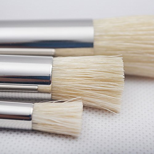 Stencil Brushes Set, Pure Natural Bristle DIY Art Crafts Paint Brush (Size 4, 8 and 12)