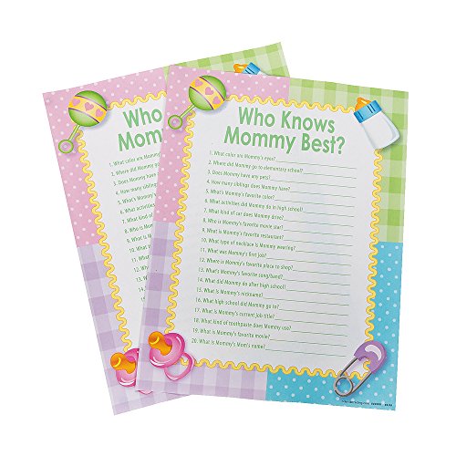 'Who Knows Mommy Best' Baby Shower Games (24 Sheets) - Party Supplies