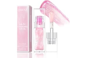 FLANOID Cosmetics Color Changing Lip Oil, Magic Color Changing Lip Oil Glitter Lip Gloss with Big Brush,Warm Change Hydrating Lip Gloss,Long Lasting Shimmery Lip Glow Oil,Non-sticky (1 PC)