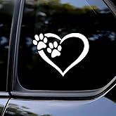 2PCS Dog Paw Print and Heart-Shaped Car Stickers,4.72"x3.54"- Suitable for Decorating Vehicles, Motorcycles, Car Windows, Trucks, and Bumpers |#AZ172 (White)