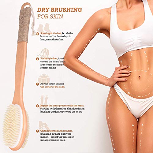 Faraone4w Spazzola per il corpo con setole naturali esfolianti per il massaggio