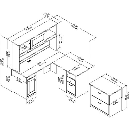 Bush Furniture Cabot 60W L Shaped Computer Desk with Hutch and Lateral