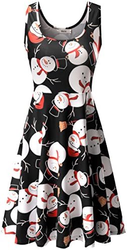 Malist Women's Chrismas Halloween Midi Dress Sleeveless A Line Flared Dress
