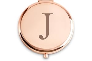 QUSTGO Personalized Gifts for Women Girls Her, Custom Gift for Adult Teen Kid, Initial Monogrammed Compact Mirror for Christmas, Secret Santa, Stocking Stuffers, Graduation, Birthday, Wedding