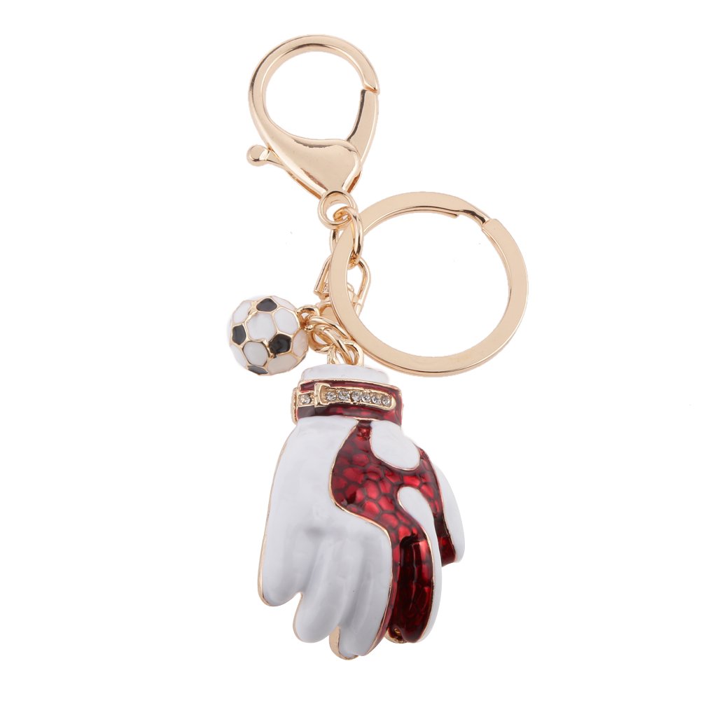 Generic Rhinestone Crystal Football Goalkeeper Glove Pendant Keyring