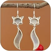 Fox Earrings for Women Silver Lightweight Fox Drop Earrings