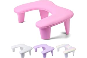 INENK Professional Nail Tech Hand Rest - U-Shaped Manicure Arm Cushion, Large Microfiber PU Leather Pillow for Acrylic Nail Technicians (Pink)