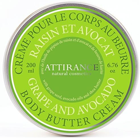 Attirance - Body Butter Cream - Grape &amp; Avocado - 6.7oz - All Natural with Avocado Oil, Shea Butter &amp; Grape Seed Oil