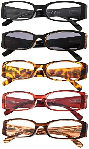 5-Pack Ladies Reading Glasses Includes Sunshine Readers for Women