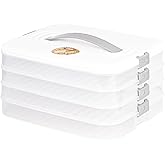 Liatinbo 4-Layer cookie carrier with lid and handle,dessert carrier dumpling container cookie transport storage container (4-Layer white)