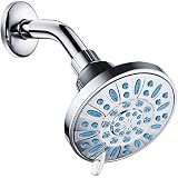 AquaDance Antimicrobial/Anti-Clog High-Pressure 6-Setting Head Microban Nozzle Protection from Growth of Mold, Mildew & Bacteria for Stronger Shower (Aqua Blue), Chrome/Wave