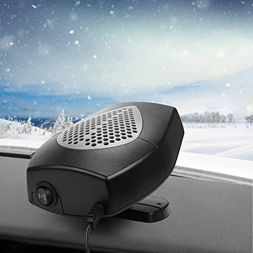 TekkPerry Portable Car Heater, 180°Rotatable Defogger,Fast Heating Car Heater Fan,Vehicle Heat Cooling Fan,12V 150W Auto Defroster Heater with Cigarette Lighter Plug for Car SUV Truck (Black 2)