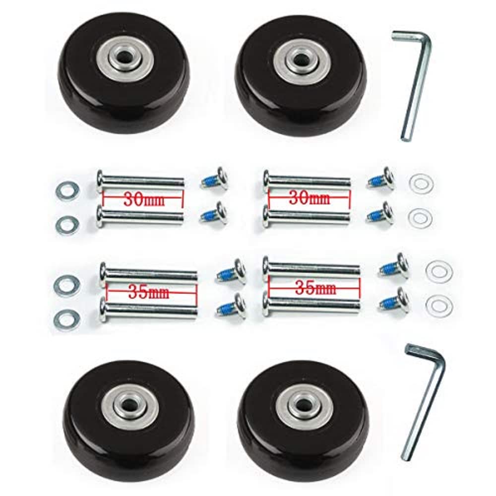 LOTOWELZON 4Pcs Set Luggage Replacement Wheels 40mm with 6mm(0.24") Bearings Repair Kits ABEC 608zz for Suitcase and Inline Outdoor Skate and Caster Board (40 * 18mm/1.57"*0.7")