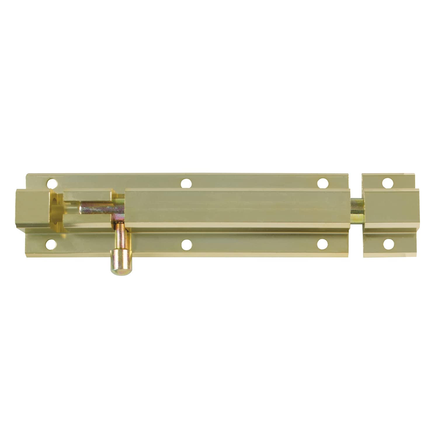 Amig - Overlap Pin for Doors Mod.501 | Security Latch for Horizontal or Vertical Closing | Aluminium with Gold Finish | Measurements: 250 x 40 mm | Includes Coach Screws