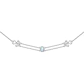 Ladytree 925 Sterling Silver Choker Necklace for Women Celtic Knot Created Opal Irish Jewelry Gift