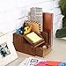 MyGift Rustic Brown Wood Desktop Organizer with Drawer, Mail Sorter, Sticky Note Pad Holder, Wooden Desk Storage Caddy for Office/Home