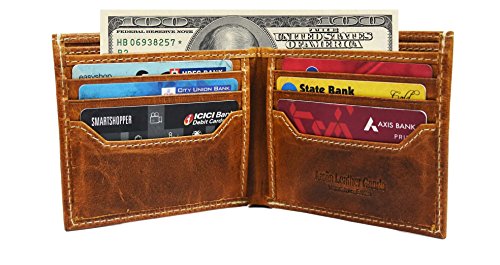 Aaron Leather RFID Blocking Leather Wallet For Men | Compact And Slim | Multiple Card Slots | Hybrid Bifold Trifold Design Wallet With Flip Out ID Window By (Brown)