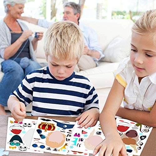 36 Pieces Sticker Sheet, Sticker Packs Kids, Princess Stickers for Kids, Make a Face Stickers Sheets, Make Your Own Sticker, Party Game Stickers DIY Activities Stickers for Kids Ages 4-8
