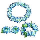 CISMARK Hawaiian Flower Leis Jumbo Necklace Bracelets Headband Set
