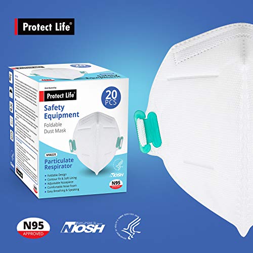 Disposable Dust Mask for face - 20 pack - NIOSH Certified - Safety N95 Particulate Respirator Mask | 4-Layers Protection for Home, Construction