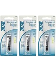 Set of 3 Trim Deluxe Fingernail Clippers with File bundled by Maven Gifts