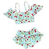 Mingao Little Girls 2 Pieces Cherry Pattern Tankinis Swimear Swimsuit Blue 2-3 Years