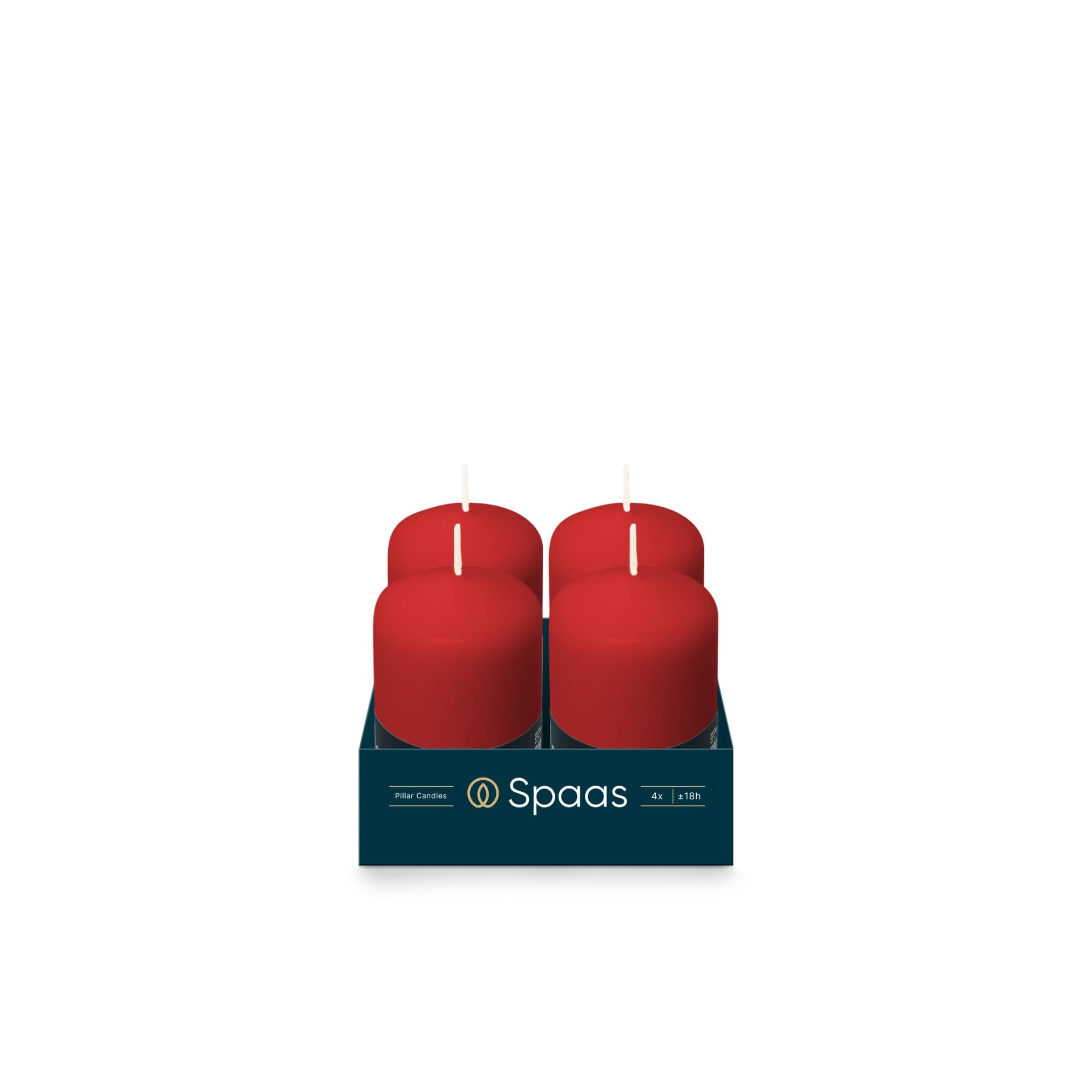 Spaas 4 Unscented Pillar Candle 50/80 mm, ± 18 Hours, Red