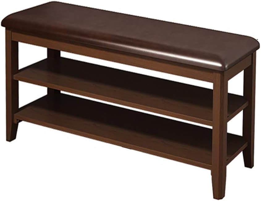 JLXJ Zapatero 2 Niveles Madera Maciza Banco de Zapatos, Asiento de