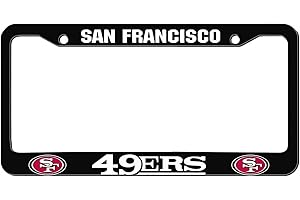 HDTVTV 1Pc for 49ers License Plate Frame,Matte Black Metal License Plate Cover Tag Plate, for 49ers Sports Fans