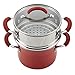 Rachael Ray Cucina Hard Porcelain Enamel Nonstick Multi-Pot / Steamer Set, 3-Quart, Cranberry Red - 16800