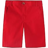 Spring&Gege Boys' Cotton Twill Flat Front Uniform Stretch Chino Shorts